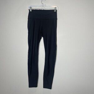 Carbon38 Black Mesh Side Drawstring Leggings Size Medium